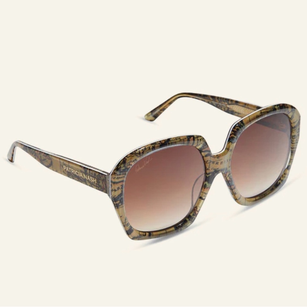 Patricia Nash: Suzanne European Map Print Brown Gradient Sunglasses